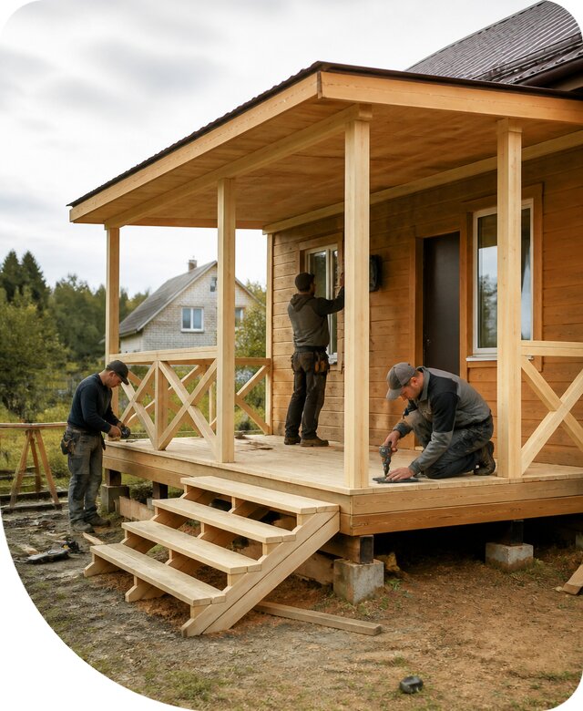 Строительство веранды с крыльцом в Ялуторовске под ключ